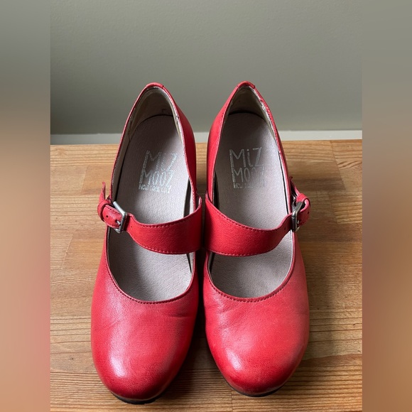 Miz Mooz Pretty Coral-Red Mary Jane Pumps - Picture 5 of 9